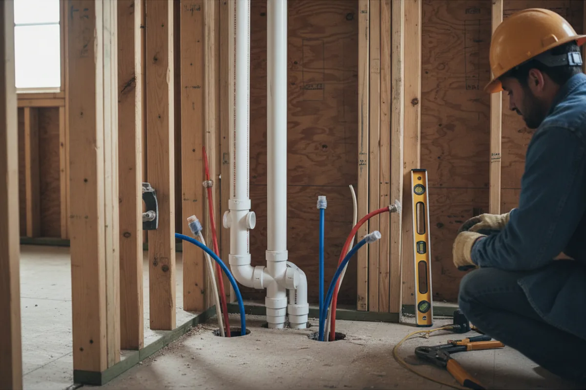 Drain and supply rough-in during Sump Pump Repair in Richmond Hill